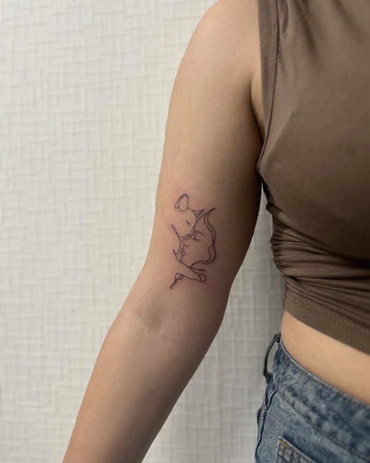 Outline cat tattoo