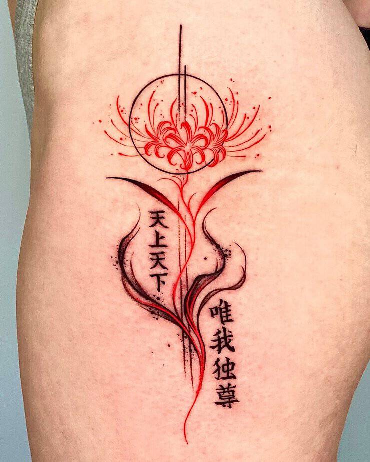 Red spider lilly tattoo