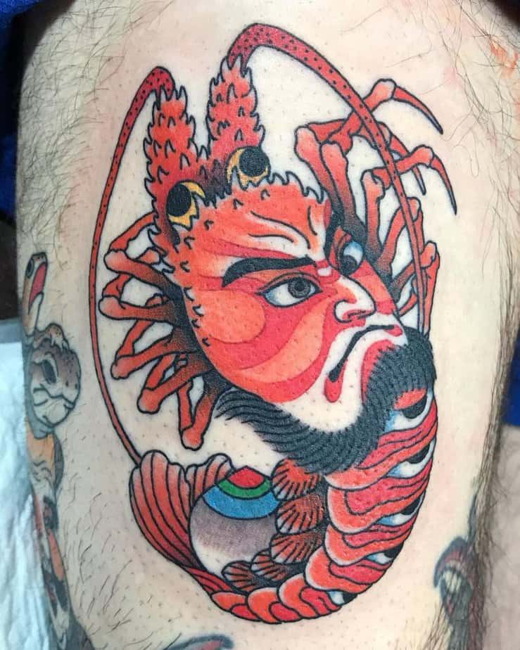 Samurai lobster tattoo