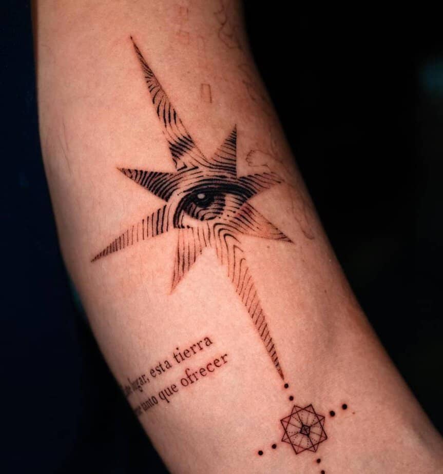 Star and eye tattoo