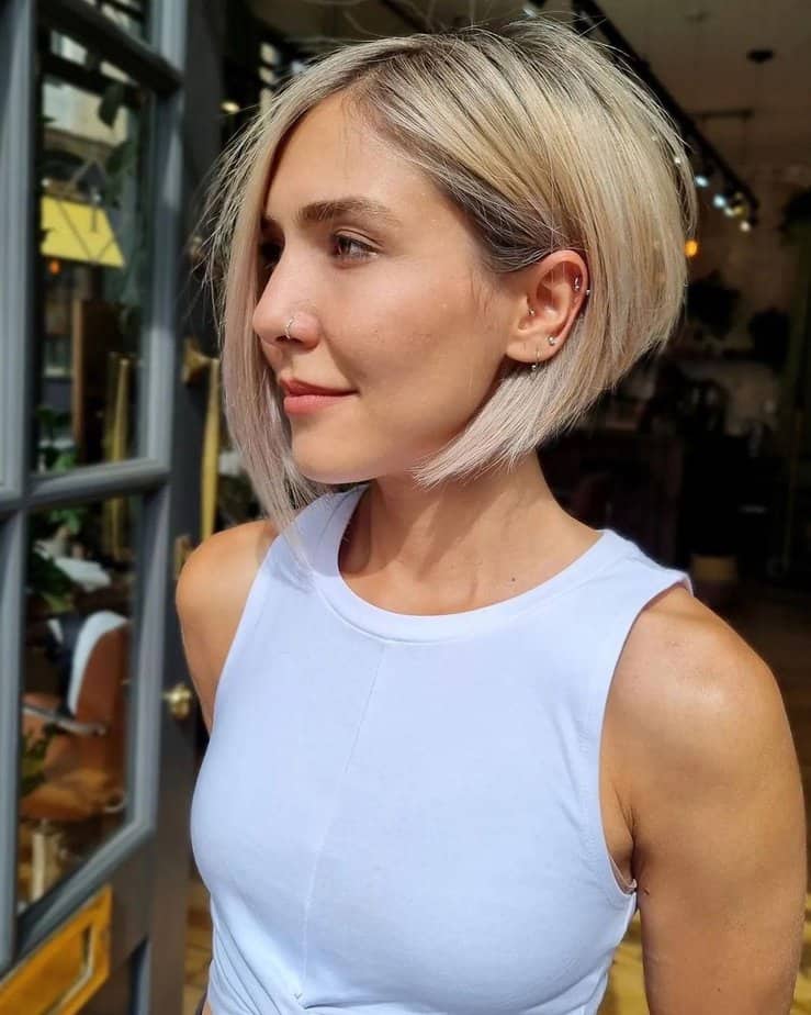 Sunlit angled bob haircut