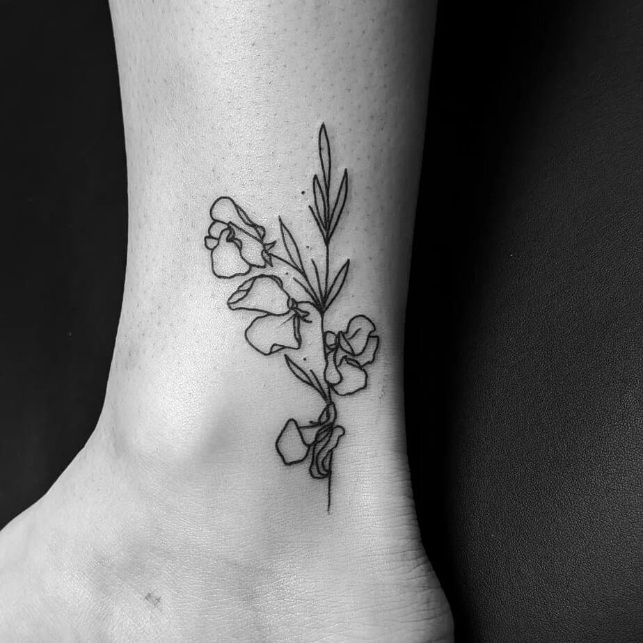 Sweet pea ankle tattoo