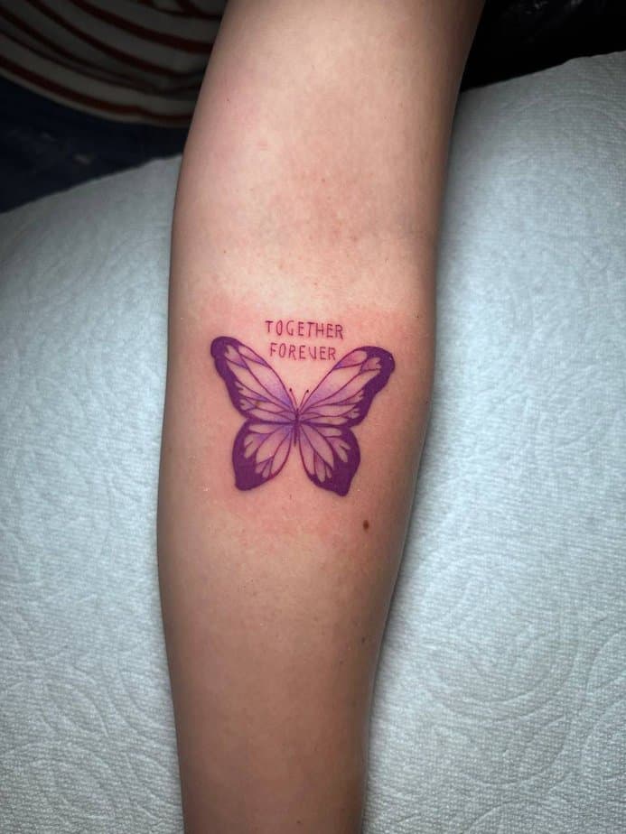 Wholesome purple butterfly tattoo