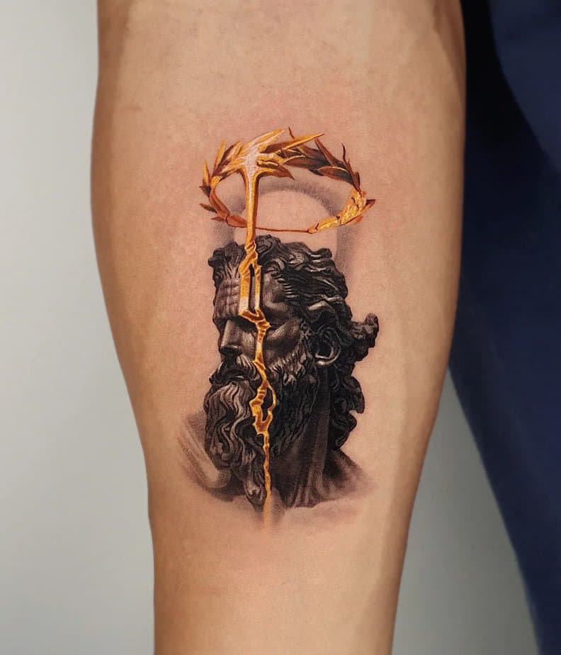 Zeus gold tattoo