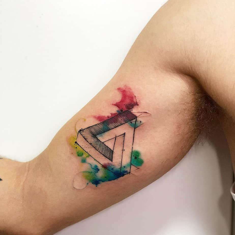 12. Watercolor Penrose triangle on the bicep