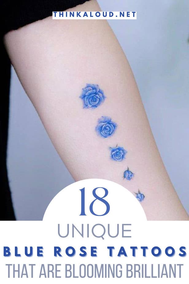 18 Unique Blue Rose Tattoos That Are Blooming Brilliant