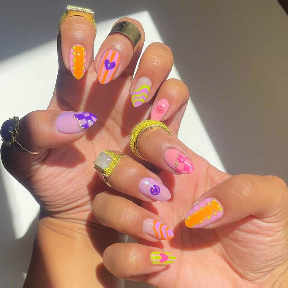 Show Your True Colors With These 40 Multi-Colored Nail Ideas