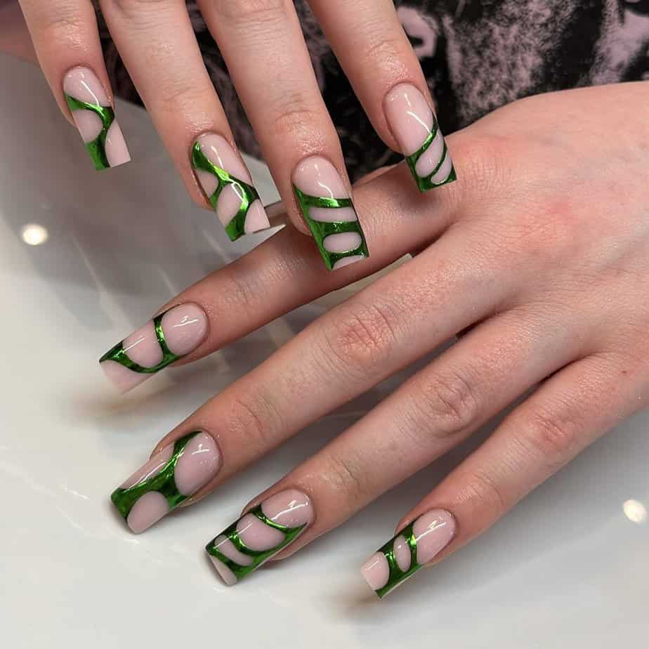 40 Gorgeous Green Chrome Nail Ideas To Make Everyone Green With Envy