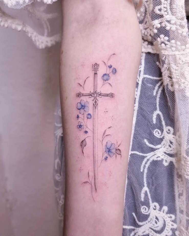 A sword with flowers