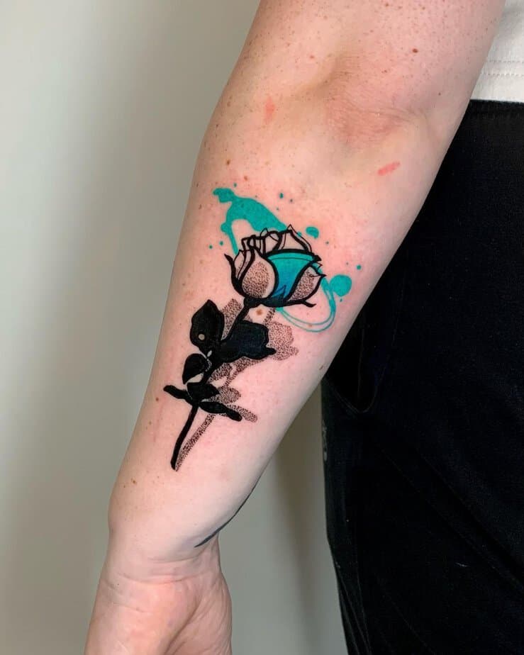 18 Unique Blue Rose Tattoos That Are Blooming Brilliant 