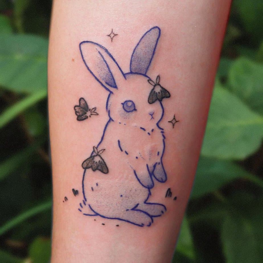 Blue bunny tattoo