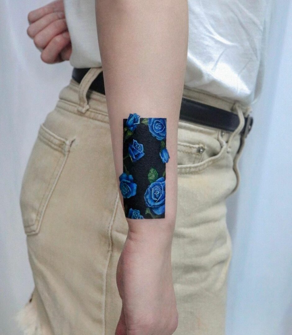 18 Unique Blue Rose Tattoos That Are Blooming Brilliant