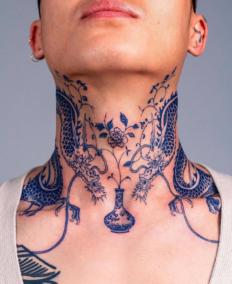 Bold blue ink tattoo