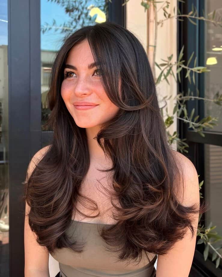 Bombshell Layers layeredhair haircut layers hair hairstylist lahair blowout layered 90shair faceframe curtainbangs bangs bombshellhair oliviagarden oliviagardenbrushes