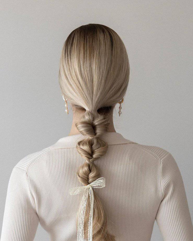 Bubble braided ponytail