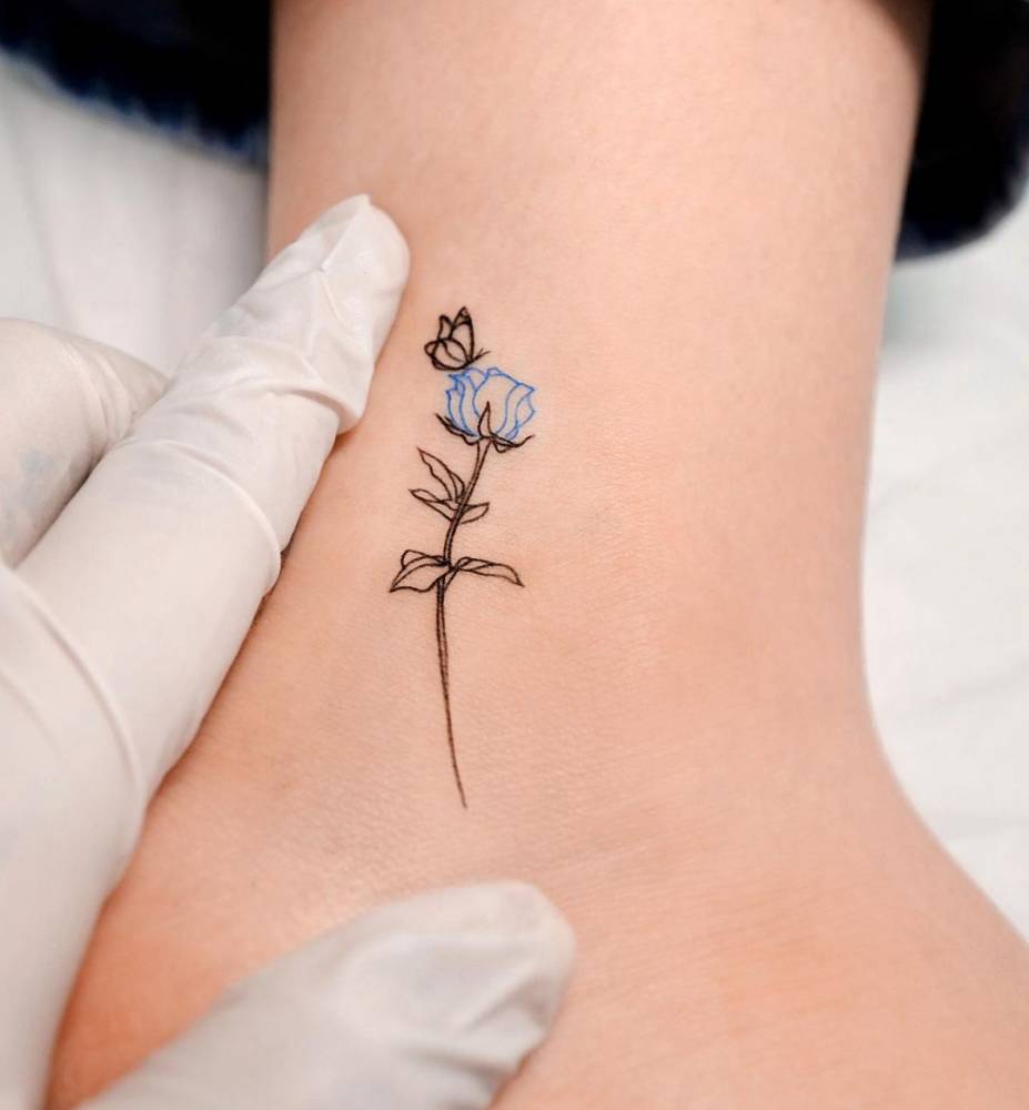 18 Unique Blue Rose Tattoos That Are Blooming Brilliant 