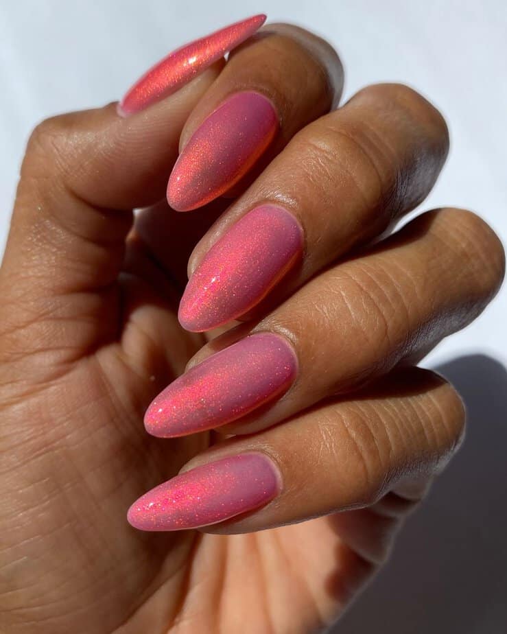 Coral shimmer nails