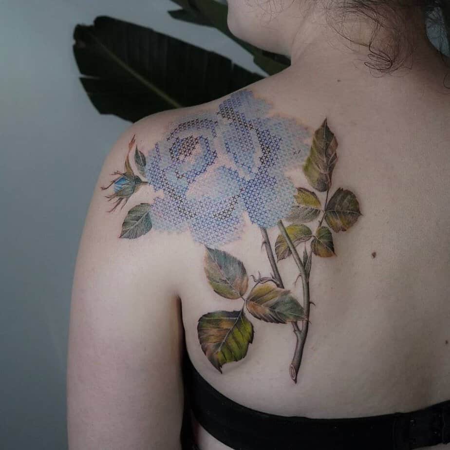 18 Unique Blue Rose Tattoos That Are Blooming Brilliant 