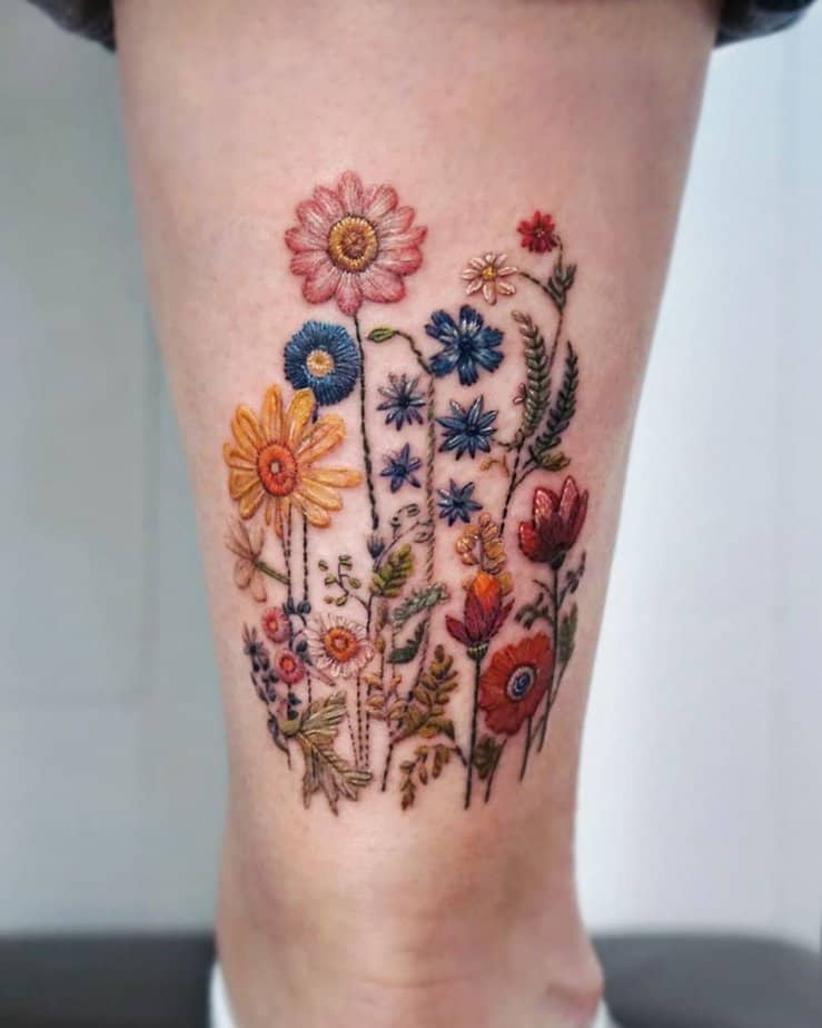 Embroidery wildflowers