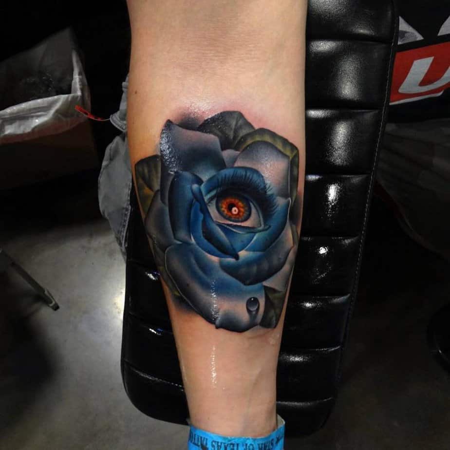 18 Unique Blue Rose Tattoos That Are Blooming Brilliant 