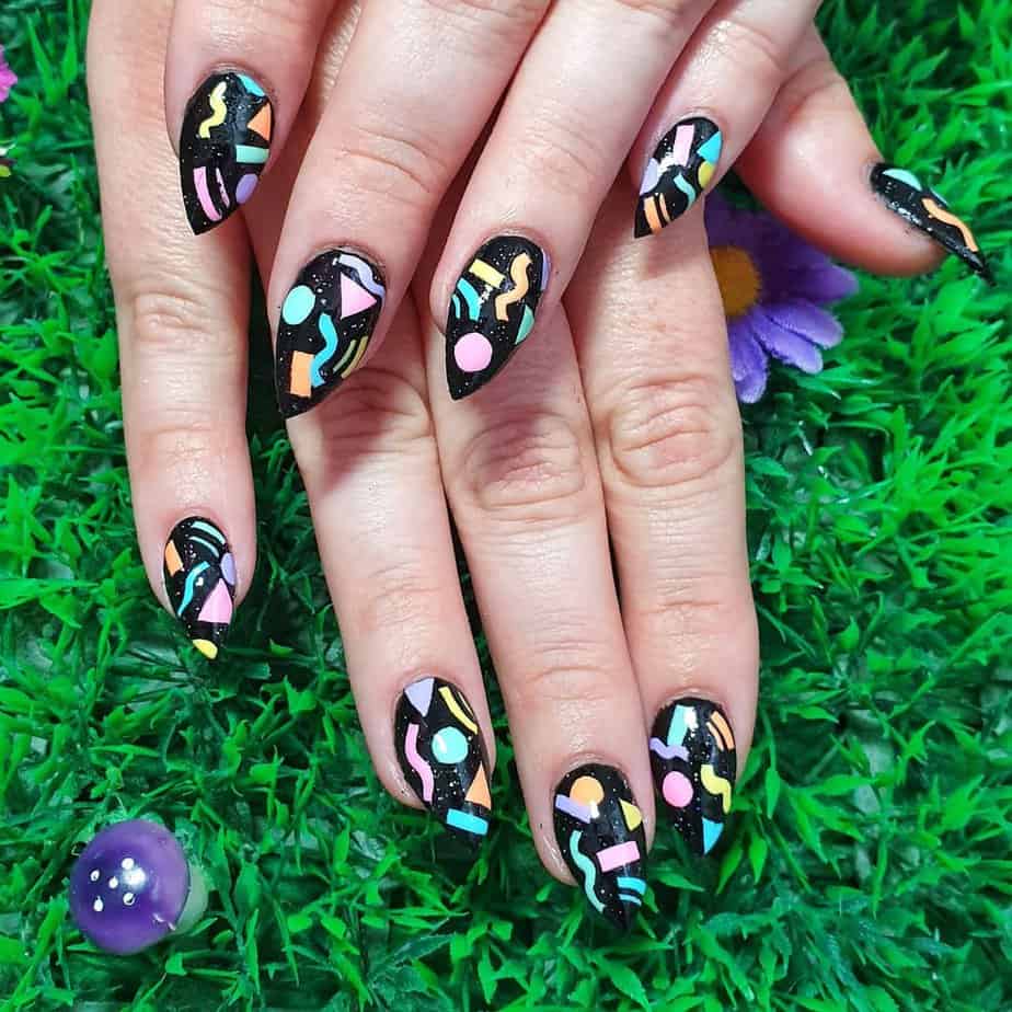 34 Mesmerizing Black Glitter Nails With A Cosmic Twinkle