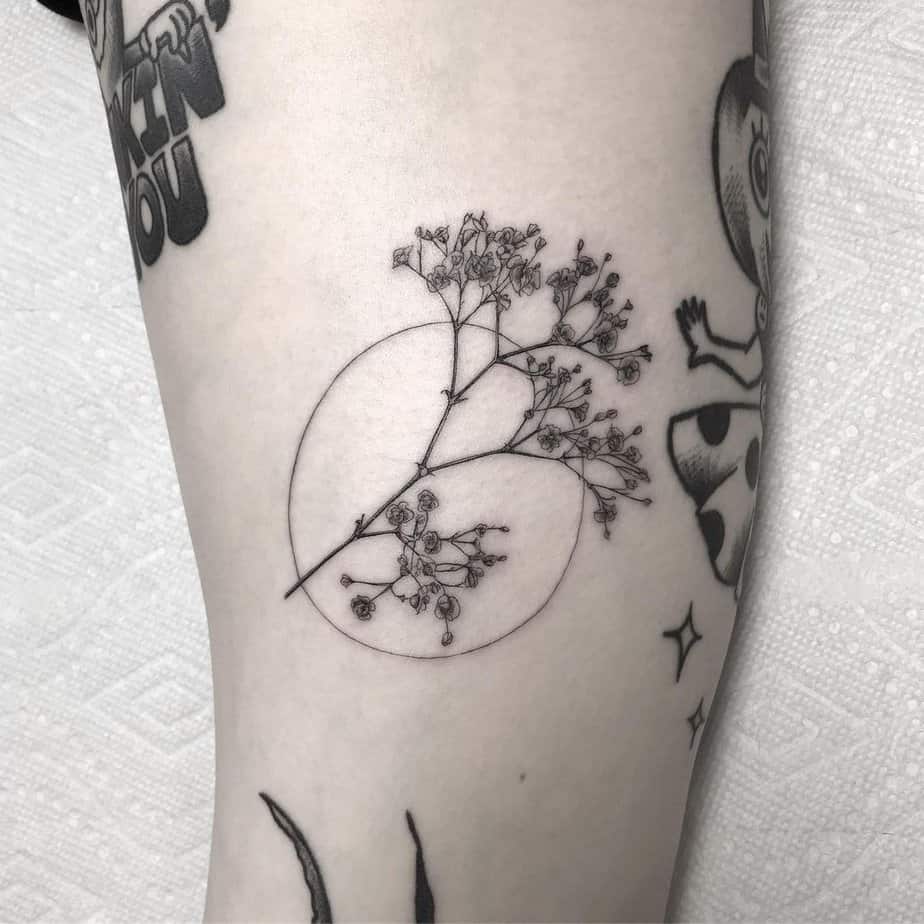 Geometric babys breath tattoo