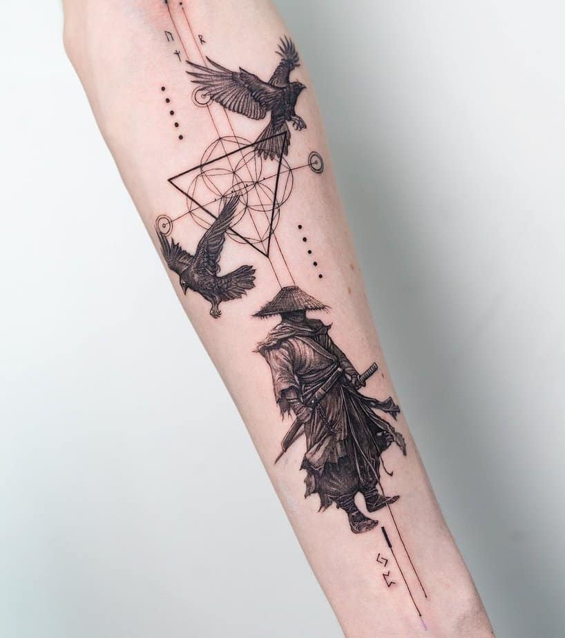 Geometric ronin tattoo