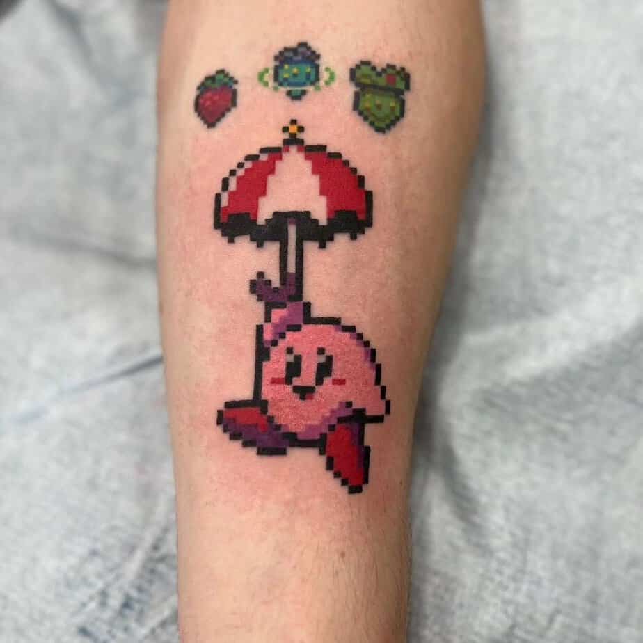 Kirby pixel tattoo