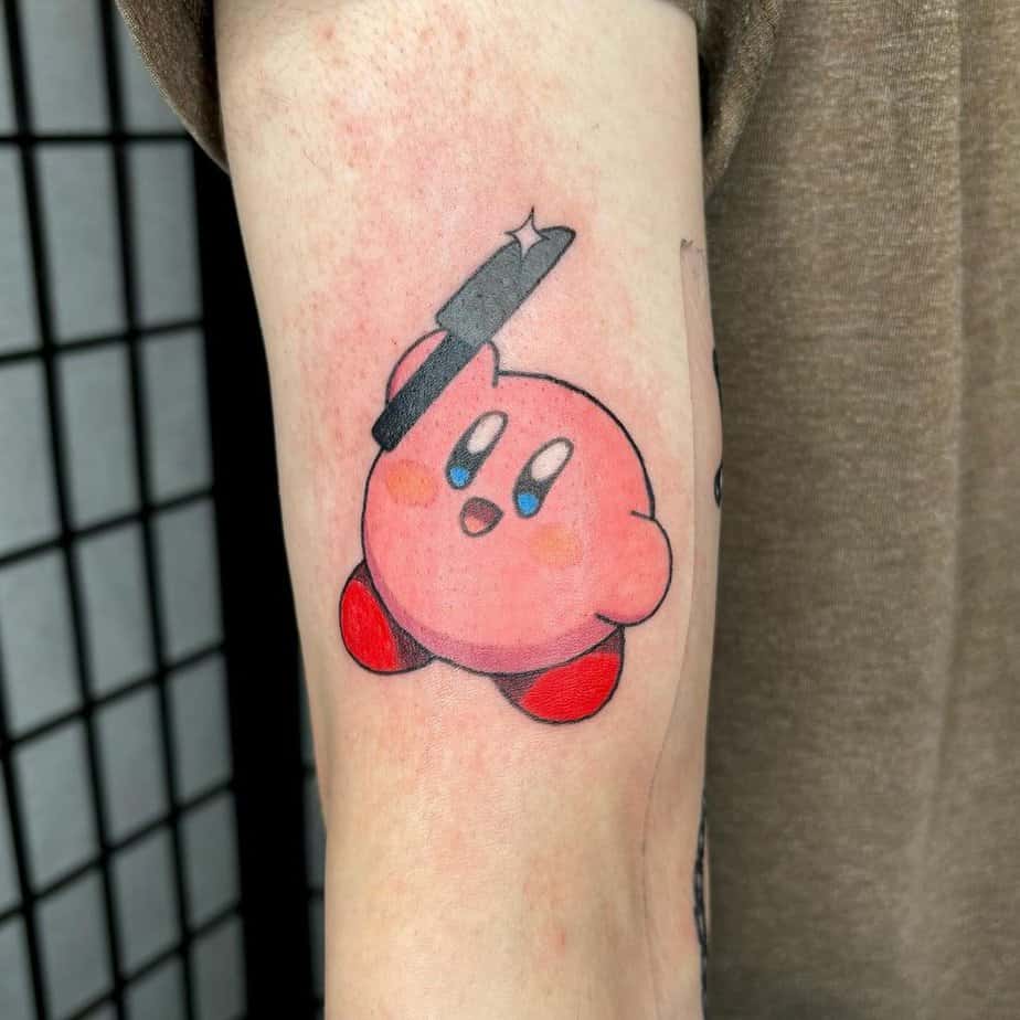 Kirby with a knife