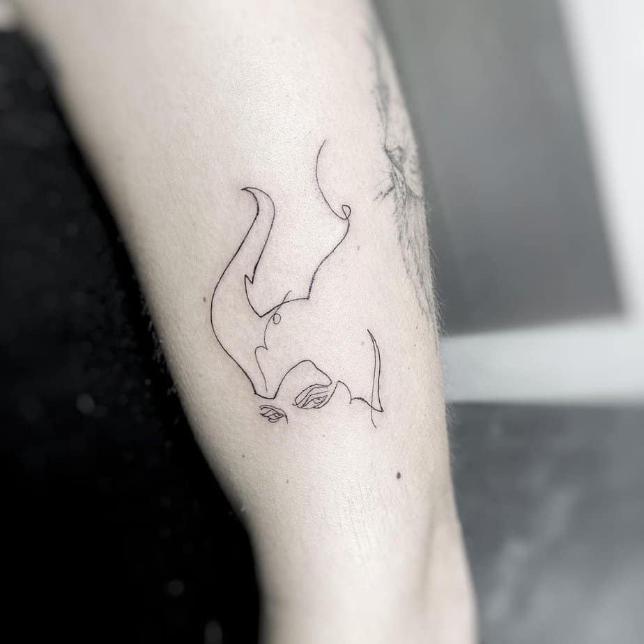 One line Maleficent tattoo