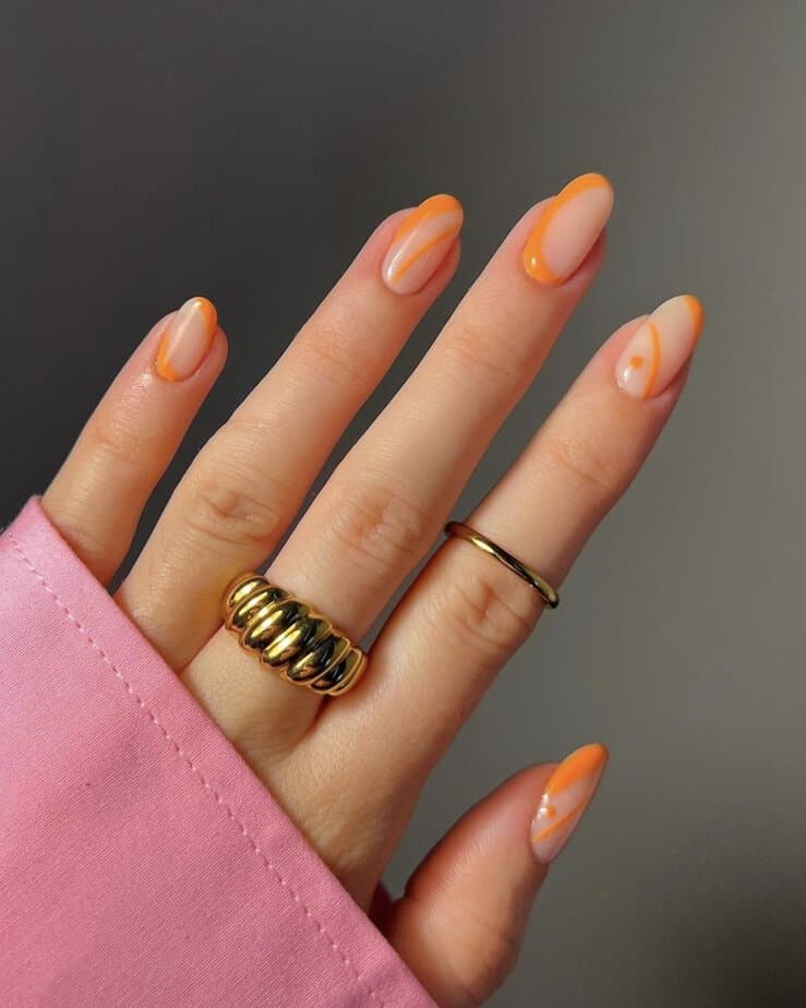 Orange abstract nails