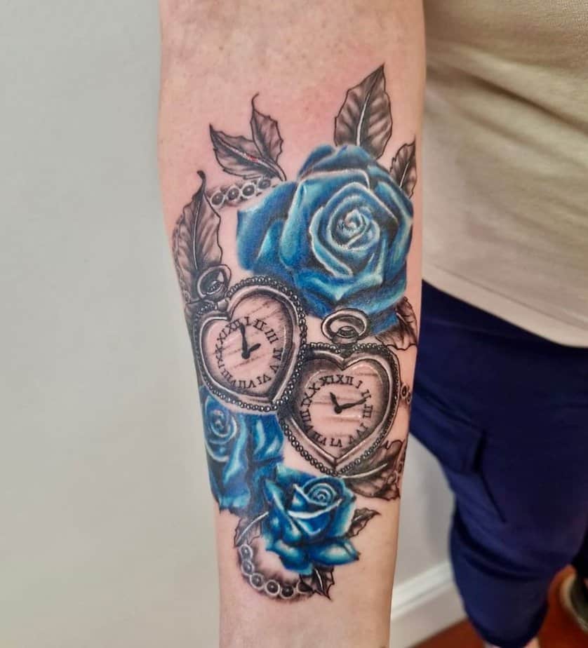 Pocket watches and blue roses