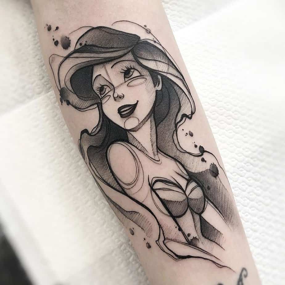 Sketch Little Mermaid tattoo