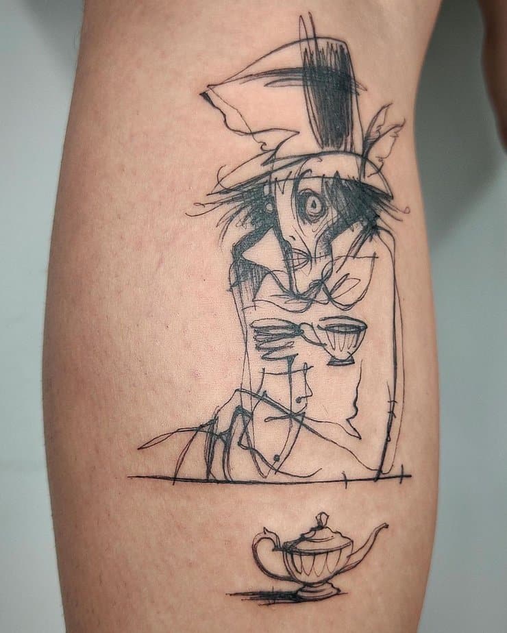 Sketch Mad Hatter tattoo