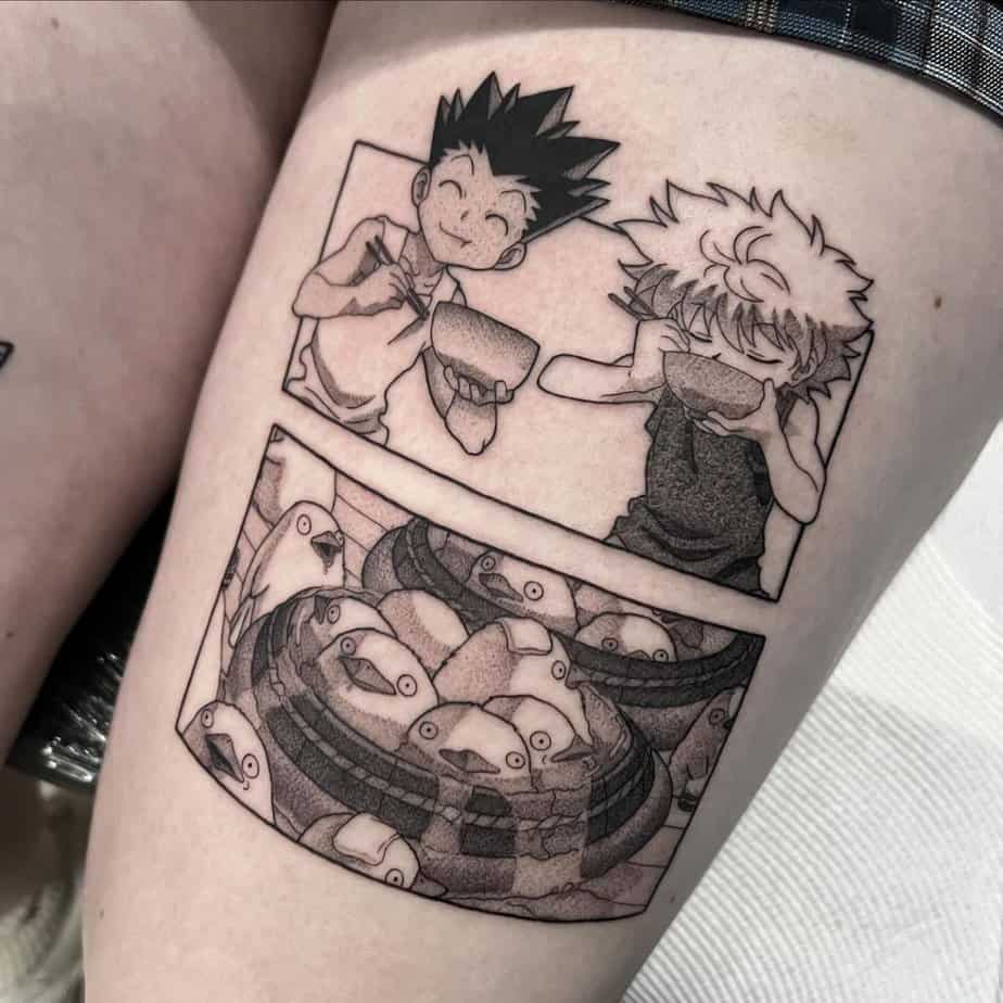 Spirited Away and Hunter x Hunter tattoo