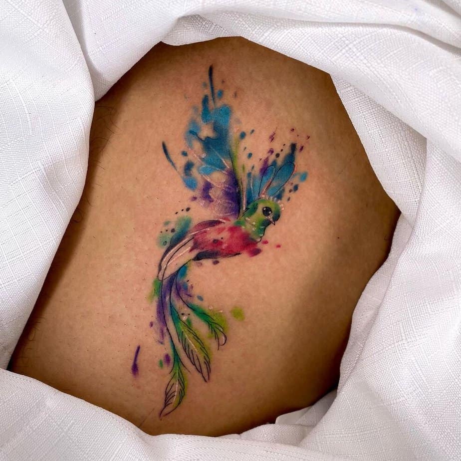 Watercolor Quetzal tattoo