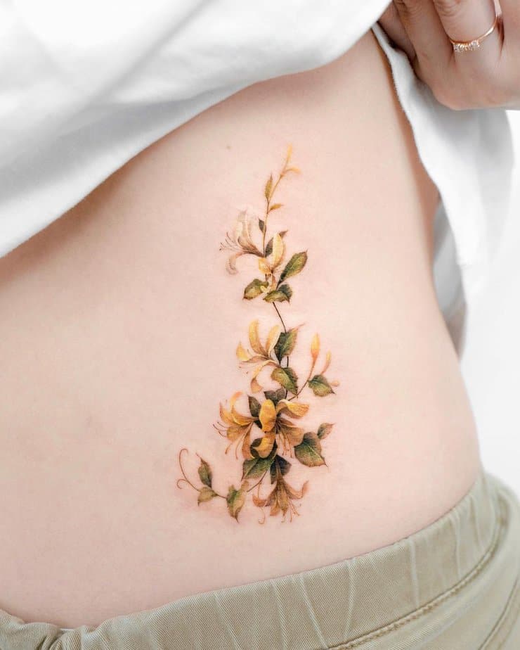 Yellow honeysuckle tattoo