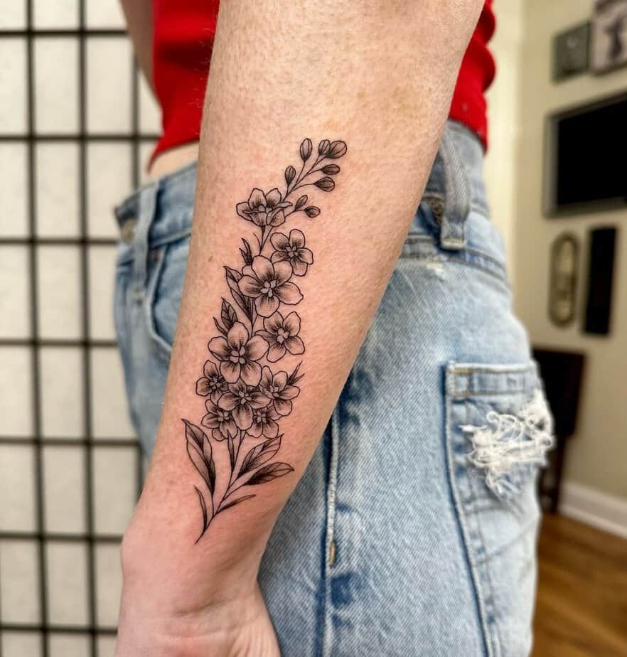 20 Lovely Larkspur Tattoo Designs That Blossom with Beauty