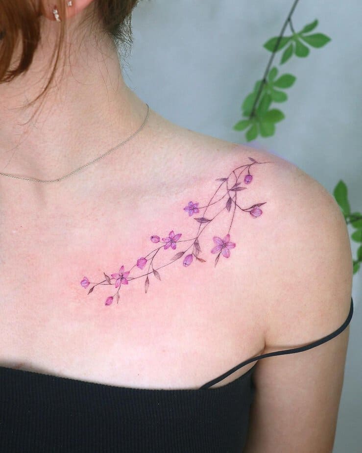 20 Absolutely Gorgeous Purple Flower Tattoo Ideas