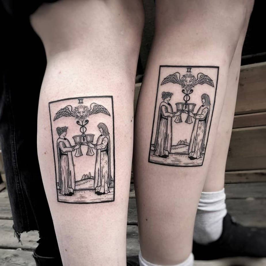 12. Two of cups tarot tattoo