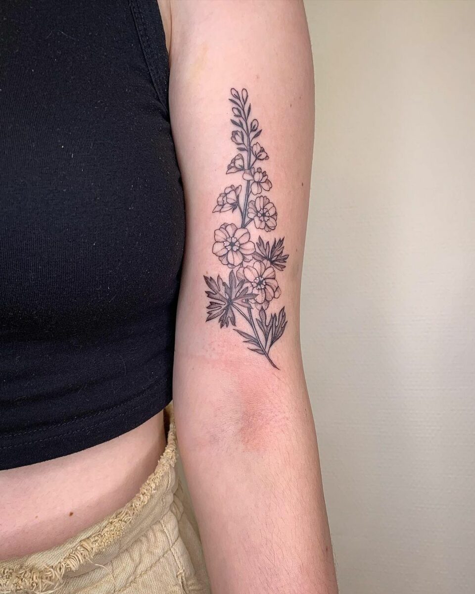 20-lovely-larkspur-tattoo-designs-that-blossom-with-beauty