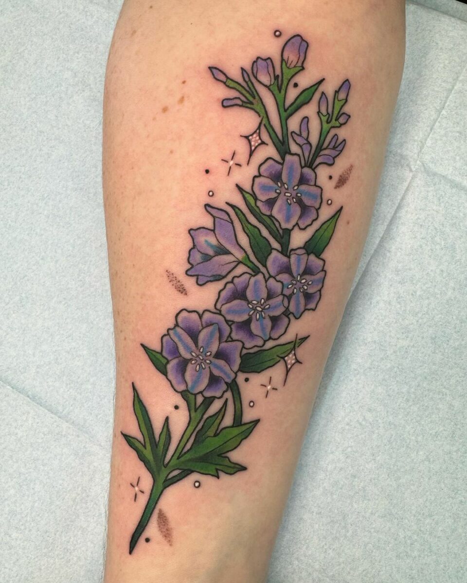 20 Lovely Larkspur Tattoo Designs That Blossom with Beauty