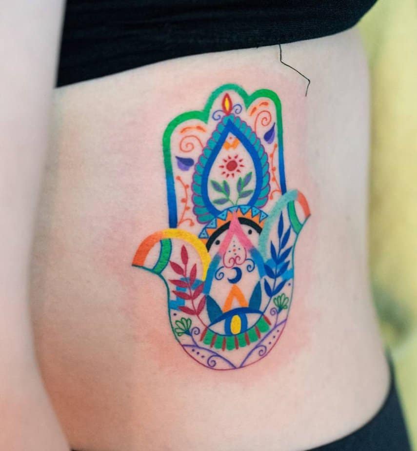 16. Colorful folk art inspired hamsa hand