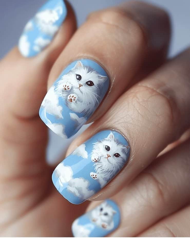 31 Purrfectly Cute Cat-Themed Nail Designs