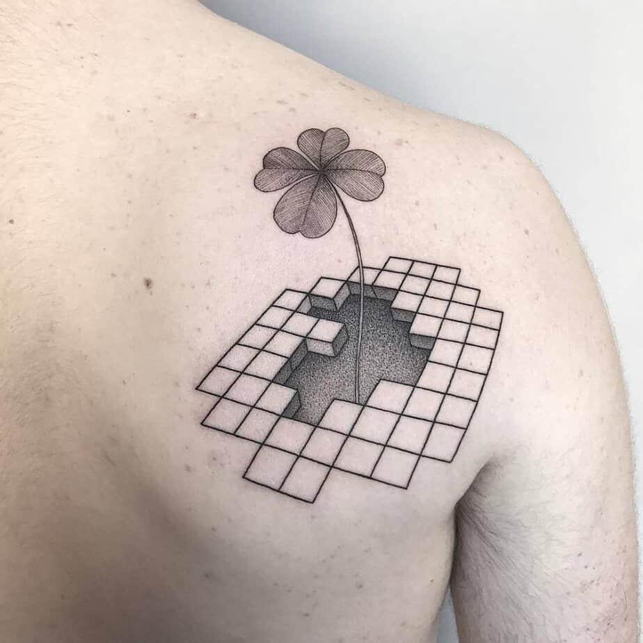 18. Abstract clover with geometric elements