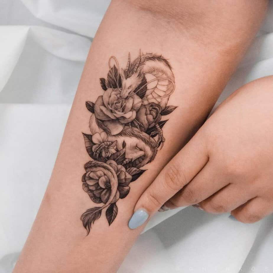 18. Haku and roses tattoo