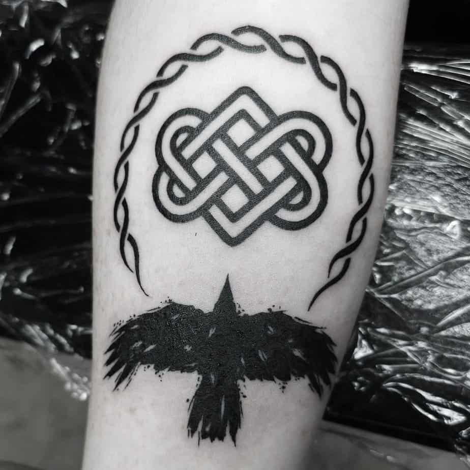 2. Celtic knot with raven tattoo