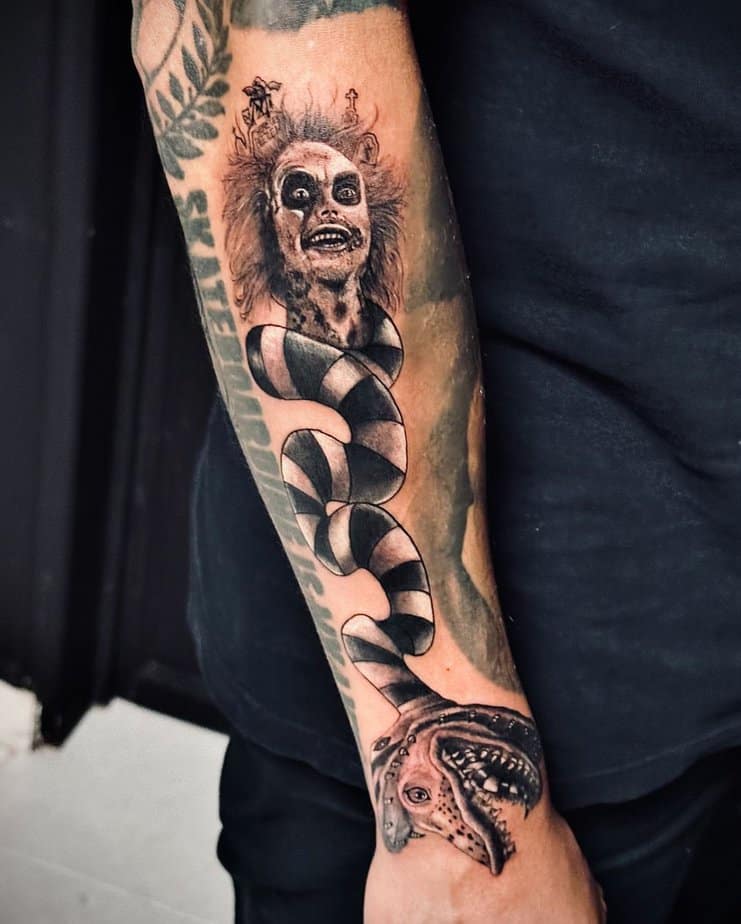 20. Beetlejuice and sandworm forearm piece