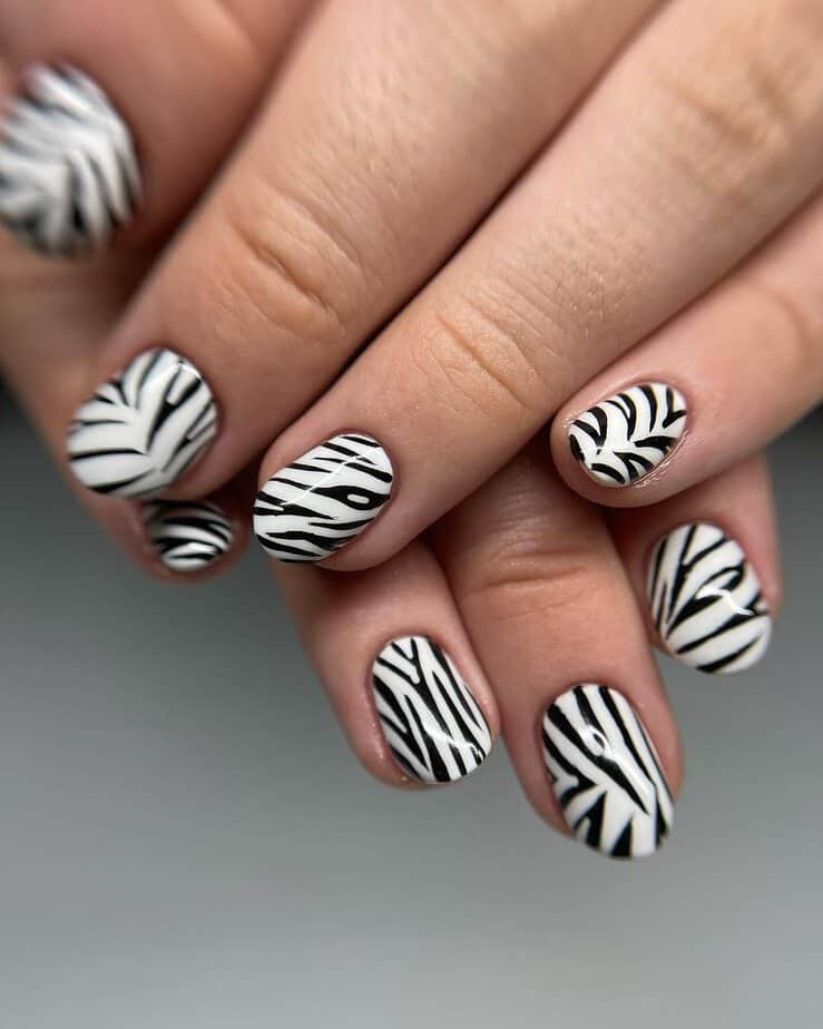 37 Beautiful Zebra Nails That Are Pure Magic