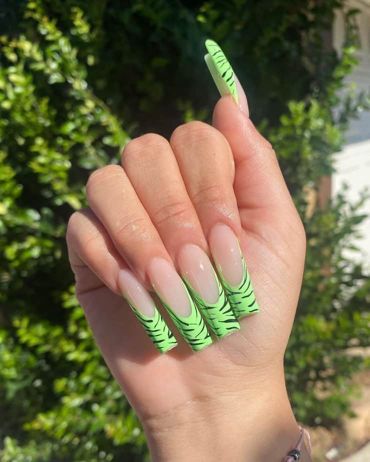 28. Green zebra French tips